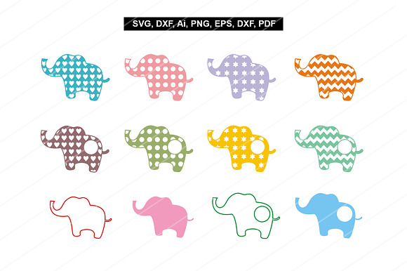 Elephant svg files,cuting files,dxf in Patterns - product preview 1