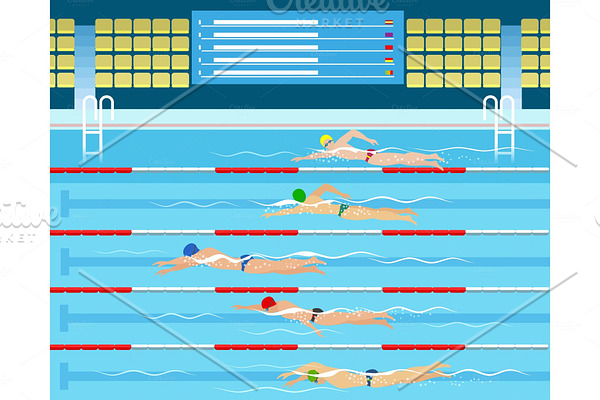 Male swimming racing in pool