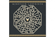 Maze enigma with minotaur icon
