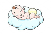 Sleeping baby on cloud