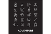 Adventure editable line icons vector