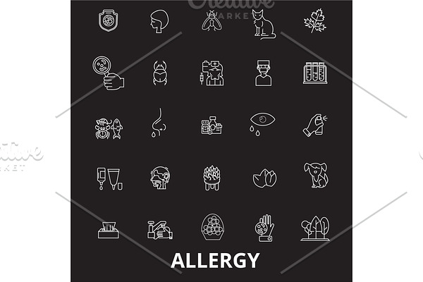 Allergy editable line icons vector