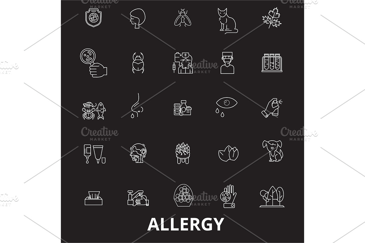 Allergy editable line icons vector in Objects - product preview 8