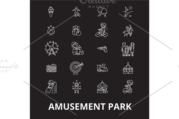 Amusement park editable line icons