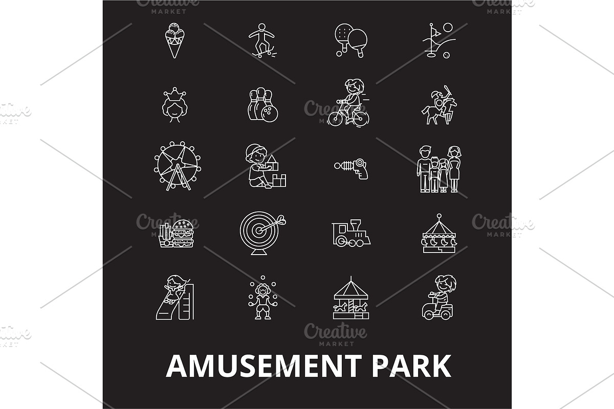 Amusement park editable line icons in Illustrations - product preview 8