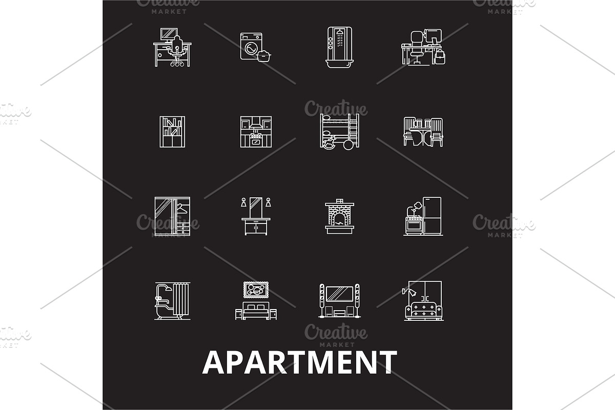 Apartment editable line icons vector in Objects - product preview 8