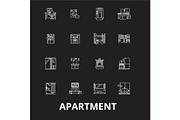 Apartment editable line icons vector