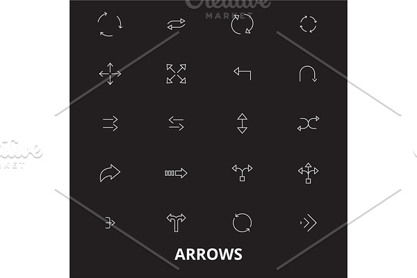 Arrows editable line icons vector