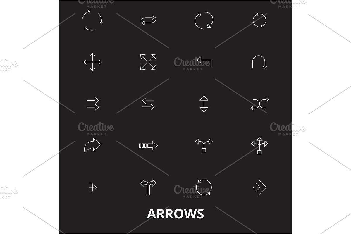 Arrows editable line icons vector in Objects - product preview 8