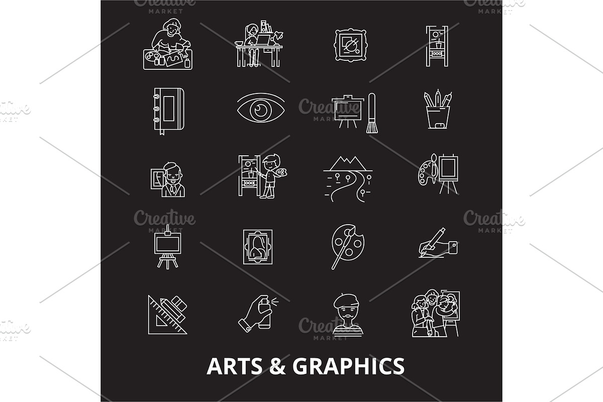 Arts graphics editable line icons in Illustrations - product preview 8