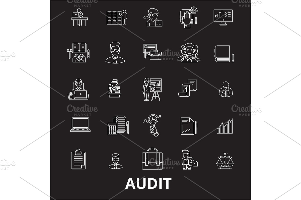 Audit editable line icons vector set in Illustrations - product preview 8