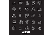 Audit editable line icons vector set