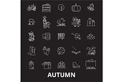 Autumn editable line icons vector