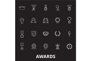 Awards editable line icons vector