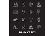 Bank cards editable line icons