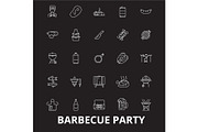 Barbecue party editable line icons