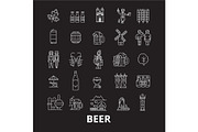 Beer editable line icons vector set