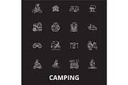 Camping editable line icons vector