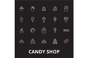 Candy shop editable line icons