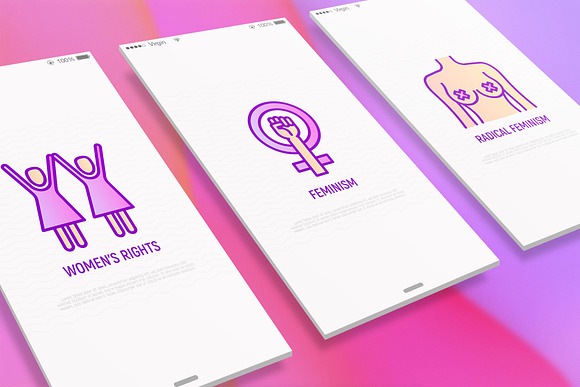 Feminism | 16 Thin Line Icons Set in Icons - product preview 1