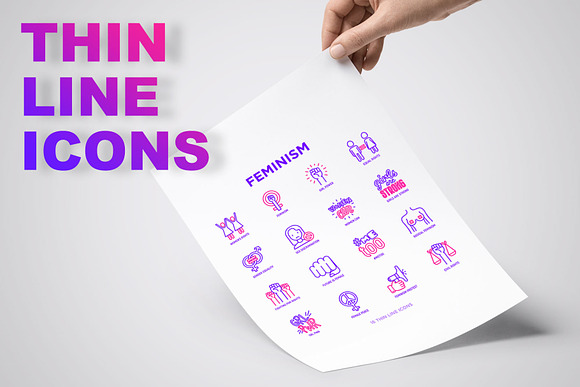 Feminism | 16 Thin Line Icons Set in Icons - product preview 2