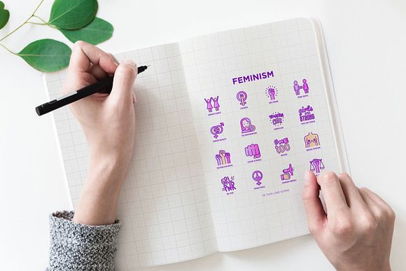 Feminism | 16 Thin Line Icons Set in Icons - product preview 3