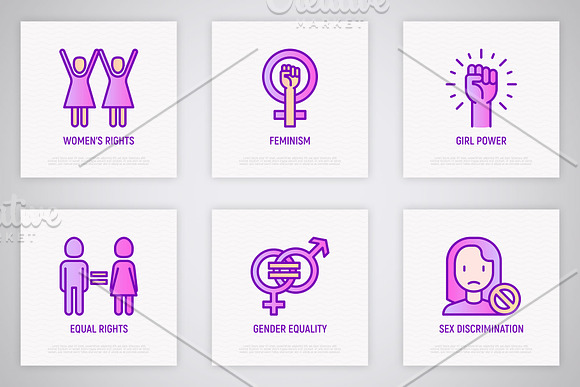 Feminism | 16 Thin Line Icons Set in Icons - product preview 4
