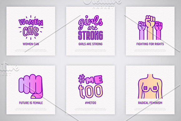 Feminism | 16 Thin Line Icons Set in Icons - product preview 5