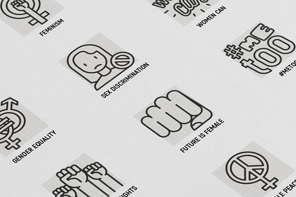 Feminism | 16 Thin Line Icons Set in Icons - product preview 7