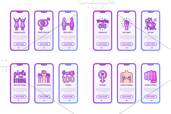 Feminism | 16 Thin Line Icons Set in Icons - product preview 8