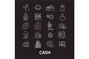 Cash editable line icons vector set