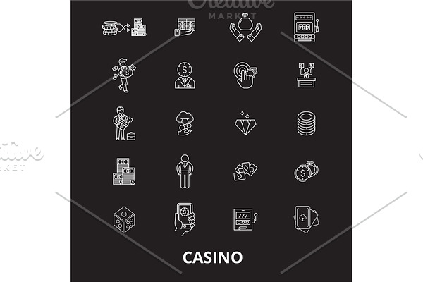 Casino editable line icons vector