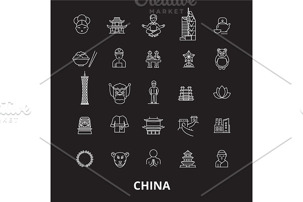 China editable line icons vector set