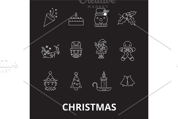 Christmas editable line icons vector