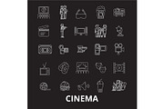 Cinema editable line icons vector