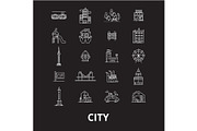 City editable line icons vector set