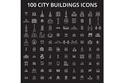 City buildings editable line icons