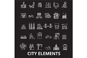 City elements editable line icons