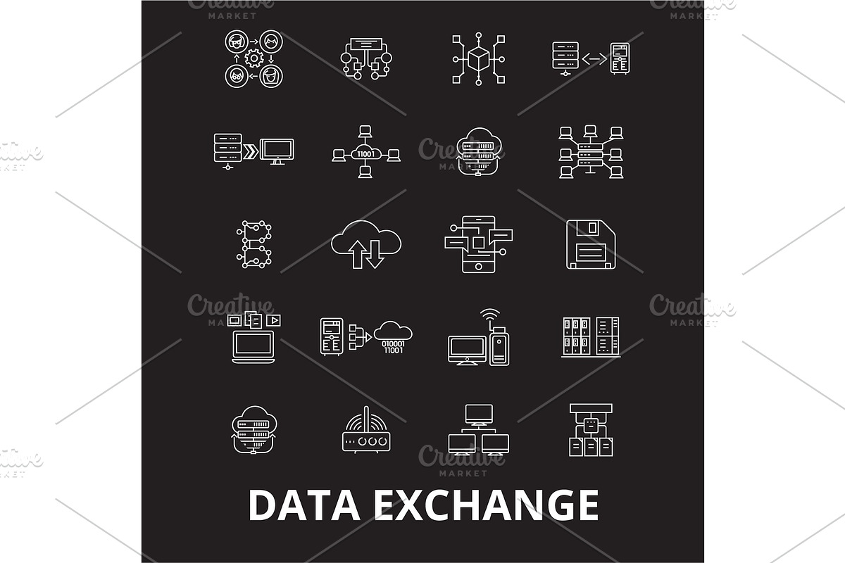 Data exchange editable line icons in Illustrations - product preview 8