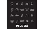 Delivery editable line icons vector