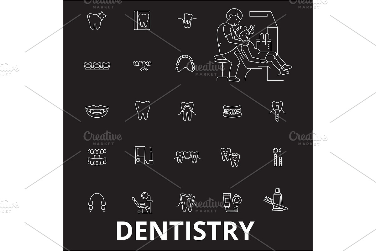 Dentistry editable line icons vector in Objects - product preview 8