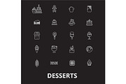 Desserts editable line icons vector