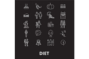 Diet editable line icons vector set