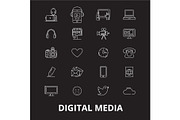 Digital media editable line icons