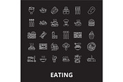Eating editable line icons vector