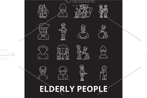 Elderly people editable line icons