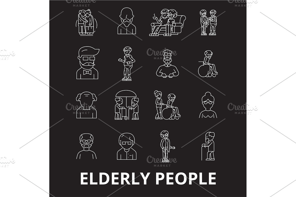 Elderly people editable line icons in Illustrations - product preview 8