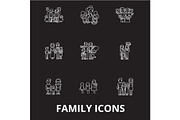 Family editable line icons vector