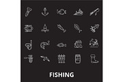 Fishing editable line icons vector