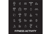 Fitness activity editable line icons